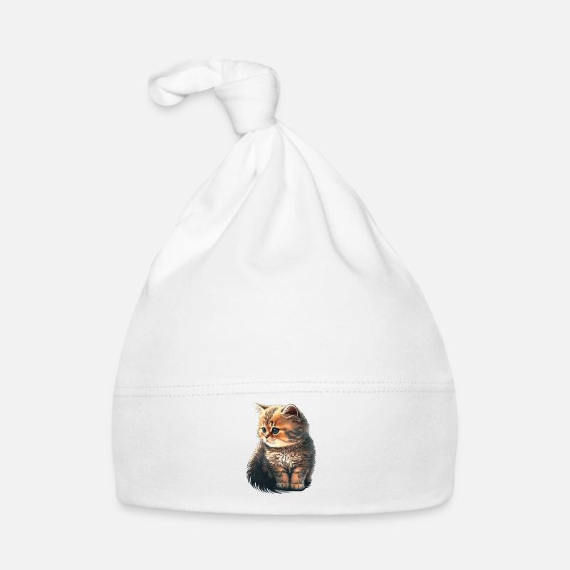 Chaton mignon - Bonnet bio Bébé - blanc