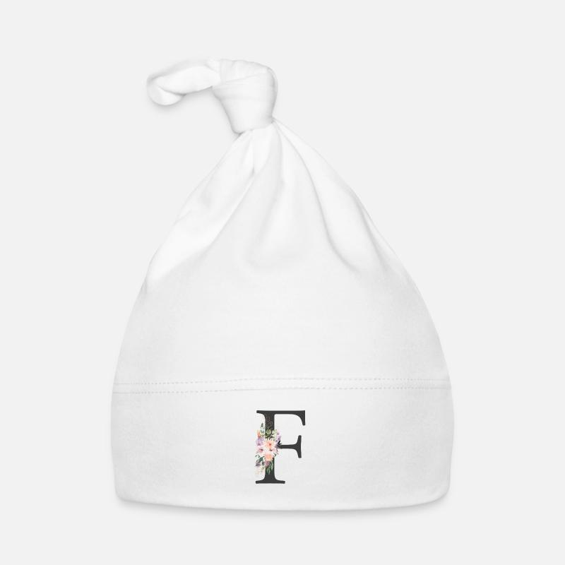 Buchstabe F, Monogramm, Blumen Baby Bio-Mütze