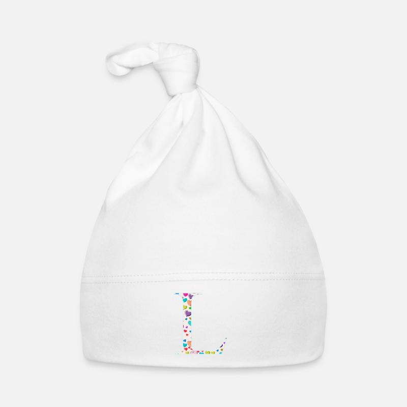 Personalisierbar Monogramm L Herzmuster Baby Bio-Mütze