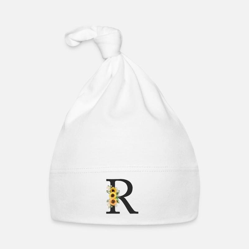 R Monogram Sunflowers Organic Baby Cap