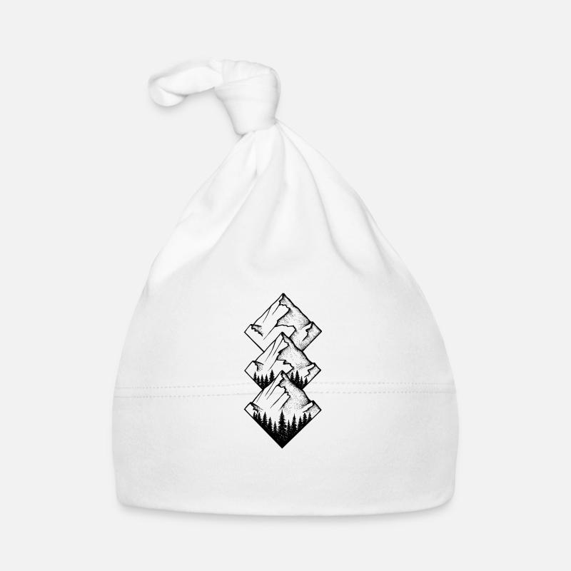 Geometric mountain design (black) Organic Baby Cap