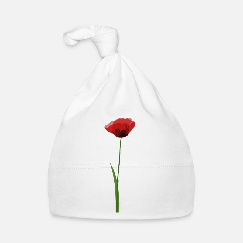 Coquelicot - Bonnet bio Bébé - blanc