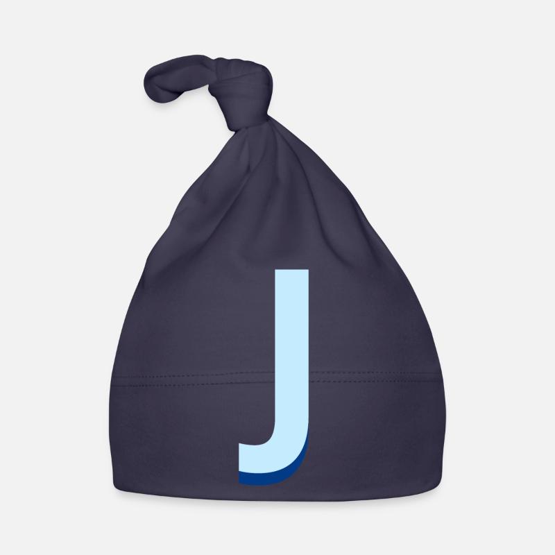 Pop und moderner blauer Buchstabe j Baby Bio-Mütze