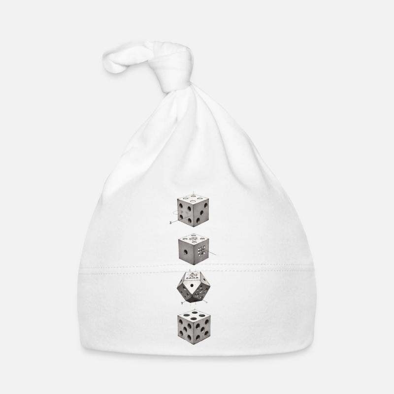 Dés géométriques D6 – Design minimaliste - Bonnet bio Bébé - blanc