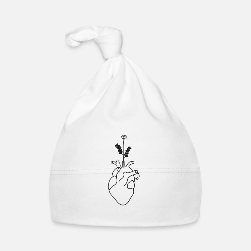 Anatomisches Herz mit Blume Baby Bio-Mütze