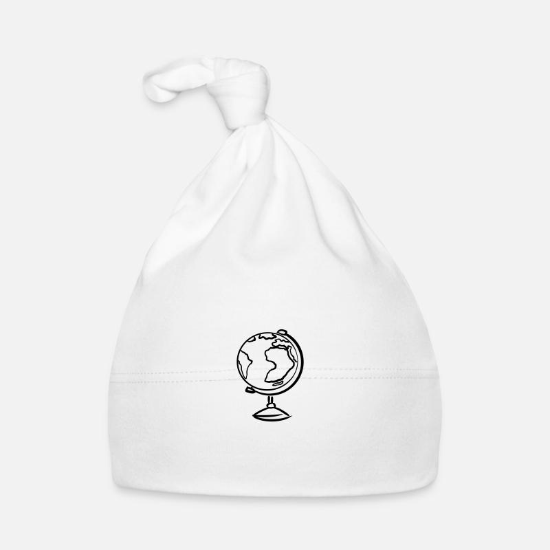 Globe, hand-drawn. Drawing. Geography Organic Baby Cap
