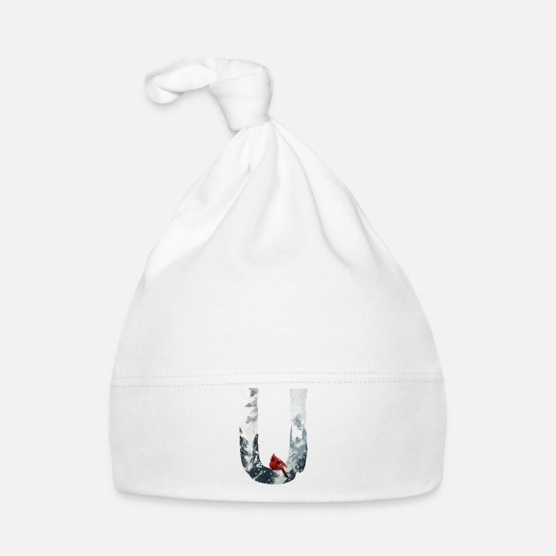 U – decorative character – winter Organic Baby Cap