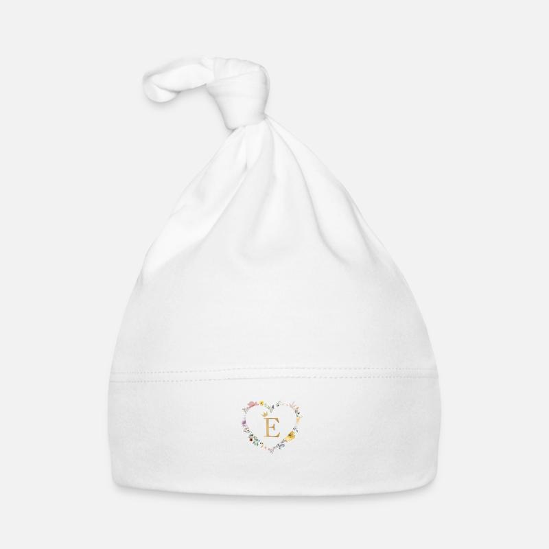 Letter E, Monogram, Heart, Personalizable Organic Baby Cap