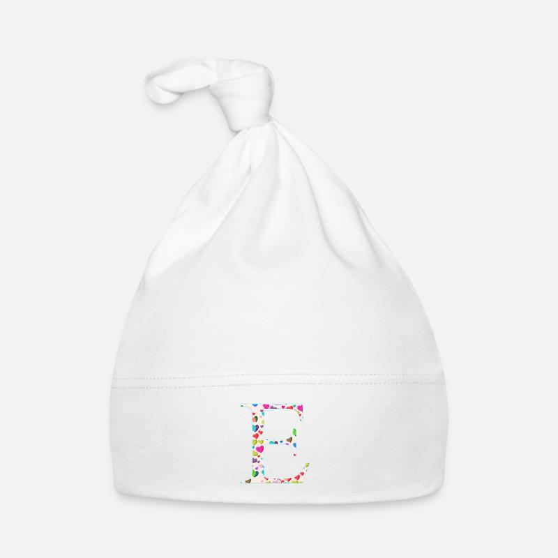 Customizable Monogram E Heart Pattern Organic Baby Cap