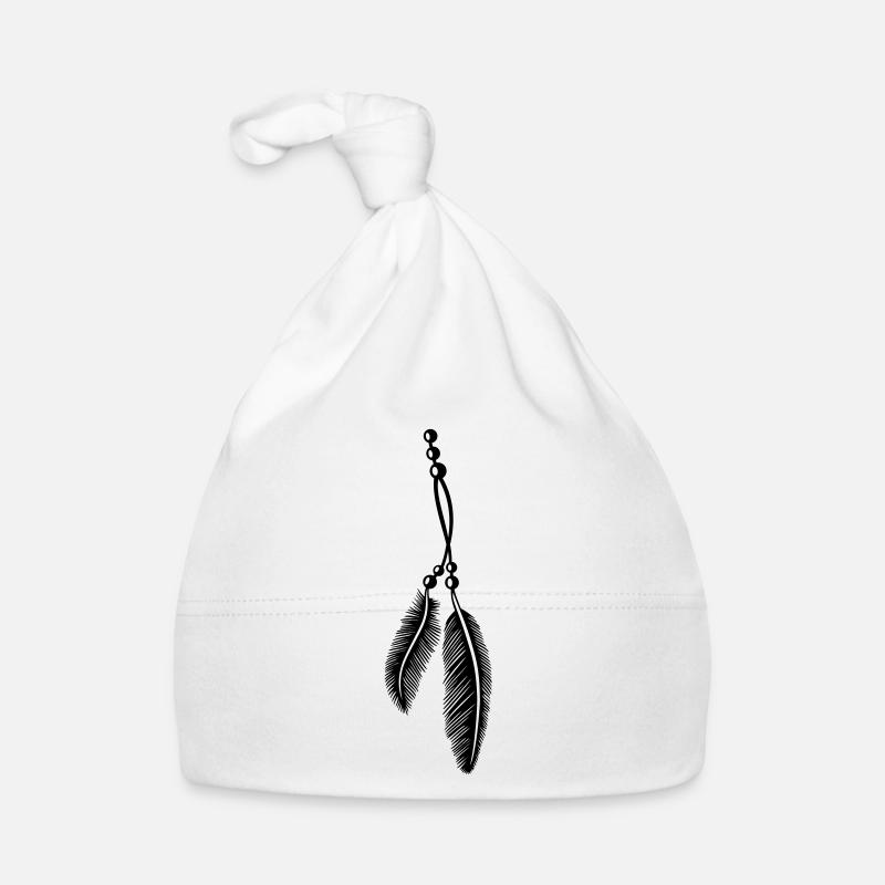 Feathers on a band with pearls, Indian Style. Organic Baby Cap