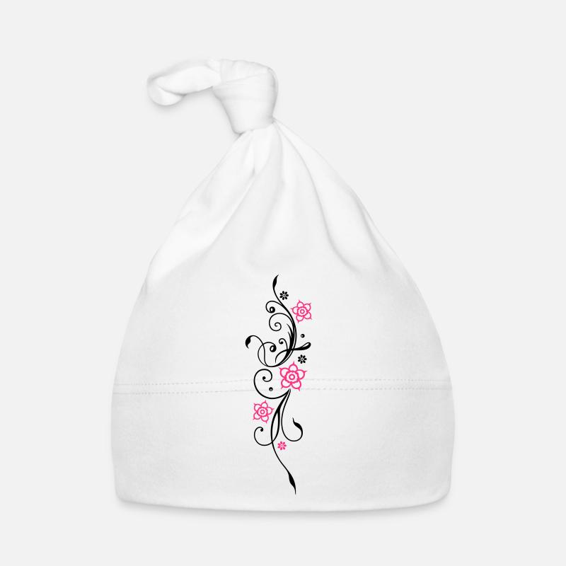 Belle fleurs en filigrane. Élément floral. - Bonnet bio Bébé - blanc