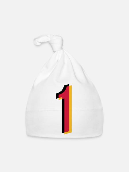 1 Number Germany Jersey Number Black Red Gold - Organic Baby Cap - white - Front