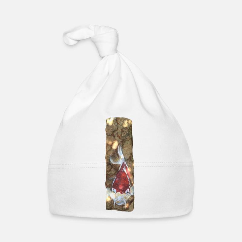 Koi Fish on Rustic Marble Organic Baby Cap