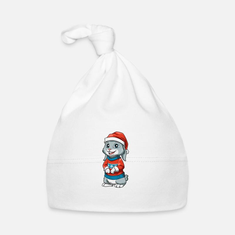 Drôles de Lapins de Pâques Noël Saint-Nicolas - Bonnet bio Bébé - blanc