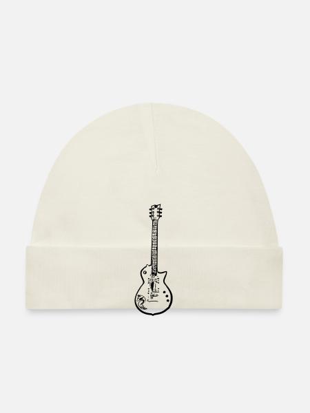 E-Gitarre Silhouette, Schwarzes Design, Musik - Baby Bio-Mütze - Weiß - Vorne