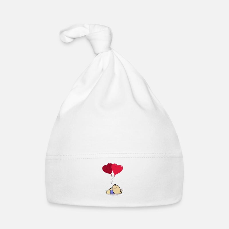 Ballons rouges - Bonnet bio Bébé - blanc