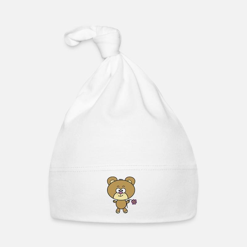 Teddybär - Baby Bio-Mütze - Weiß