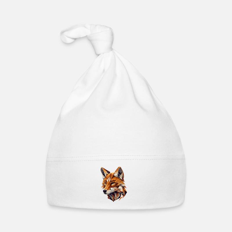 Renard polygonal aux tons chauds – Art animalier Bonnet bio Bébé