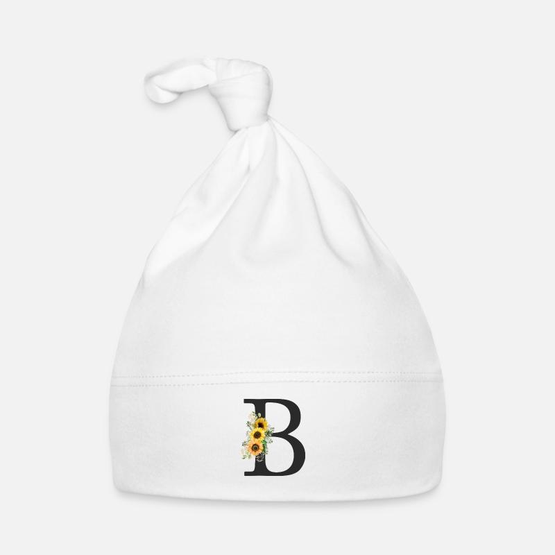 B Monogramm Sonnenblumen Baby Bio-Mütze