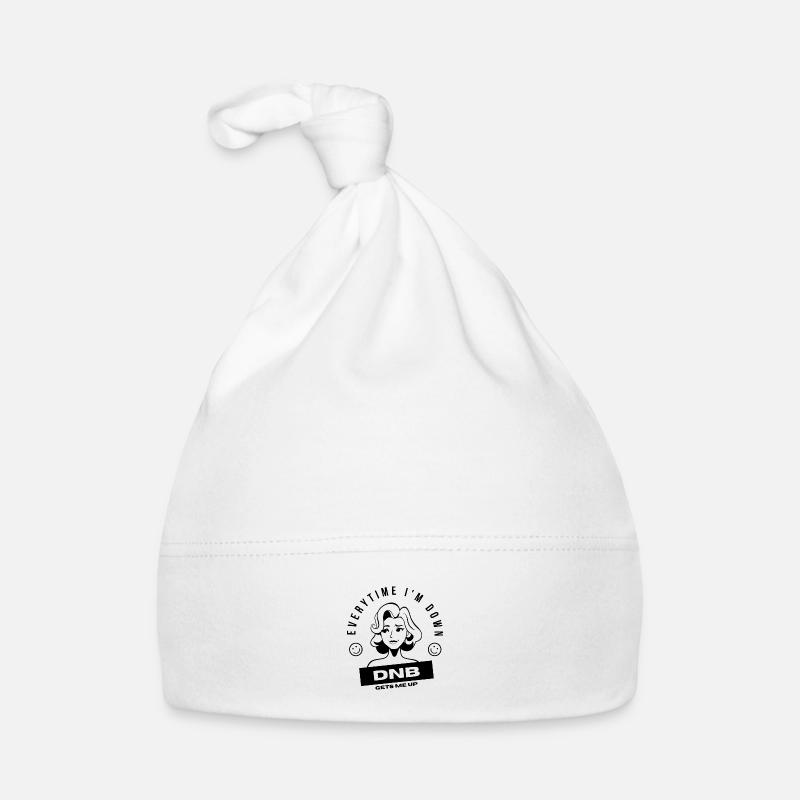 DNB Gets me Up - Organic Baby Cap - white