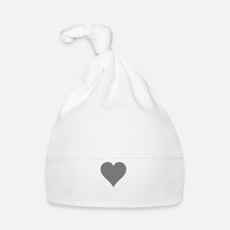 cœur - Bonnet bio Bébé - blanc