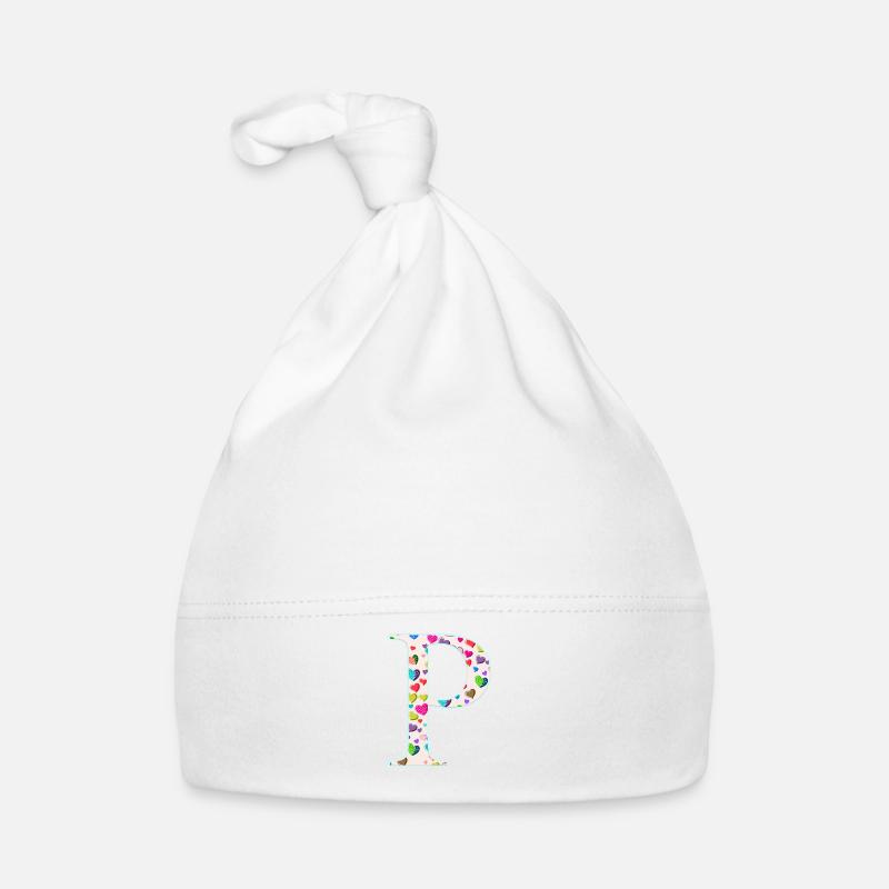 Modèle de cœur Monogram P personnalisable Bonnet bio Bébé