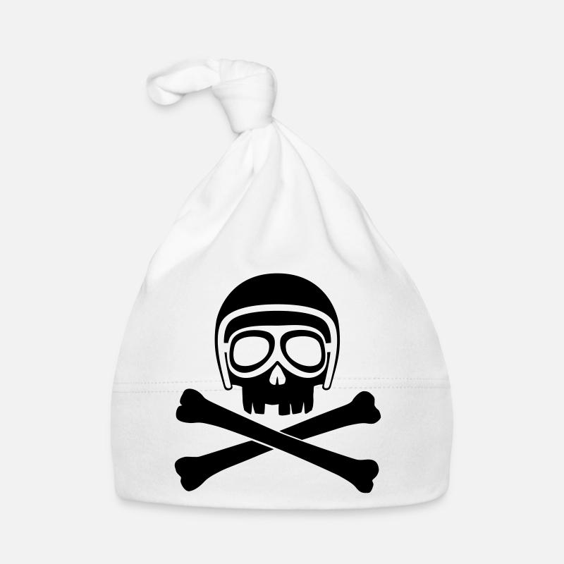 Totenkopf mit Helm und Brille schwarz Baby Bio-Mütze