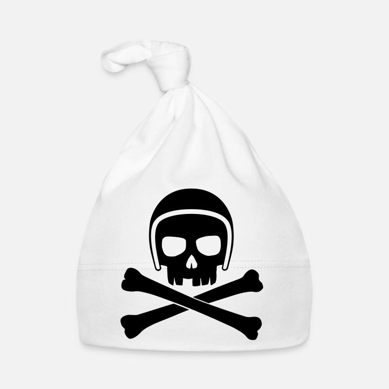 Tête de mort avec casque noir Bonnet bio Bébé