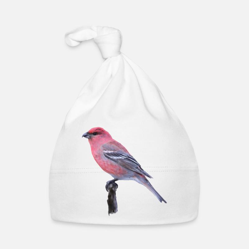 Cardinal aquarelle sur branche - Bonnet bio Bébé - blanc