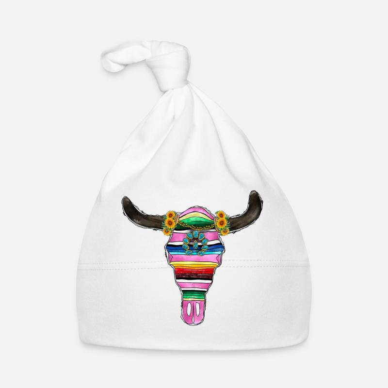 Serape Bull Skull und Türkis Baby Bio-Mütze