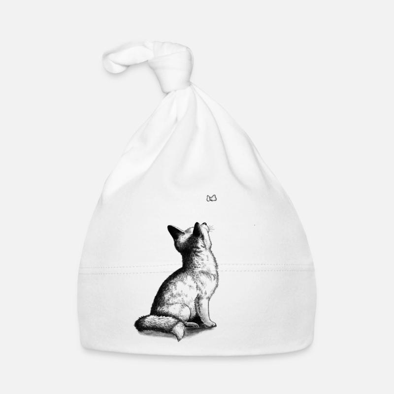 Fox puppy with butterfly Organic Baby Cap