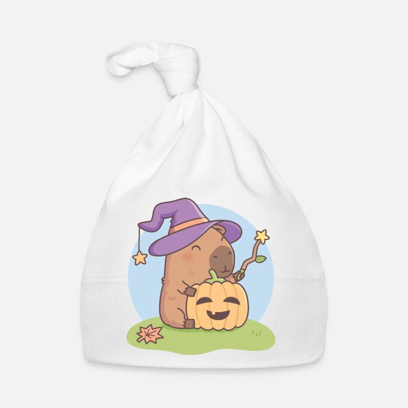 Mignon Capybara Wizard avec Jack O Lantern Bonnet bio Bébé