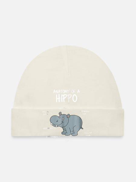Hippo, cadeau drôle de T-shirt d'hippopotame - Bonnet bio Bébé - blanc - Devant