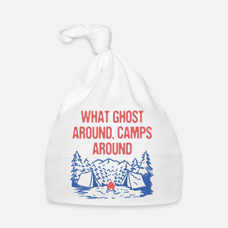 Ghost Around Camps Around Camping Joke Camper Pun Baby Bio-Mütze