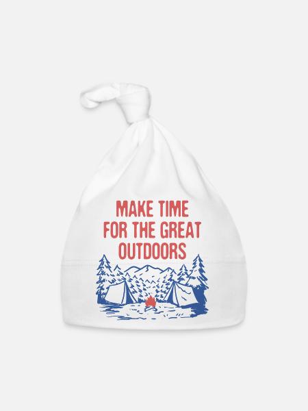 Make Time for Outdoors Camping Hiking Camper - Baby Bio-Mütze - Weiß - Vorne