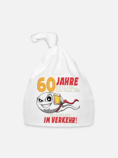 60 Geburtstag Mann Sperma 60 Jahre Rentnerin - Baby Bio-Mütze - Weiß - Vorne