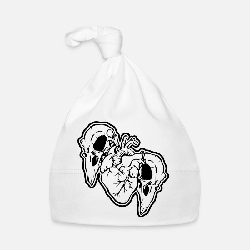 Krähenschädel und Herz Halloween Baby Bio-Mütze
