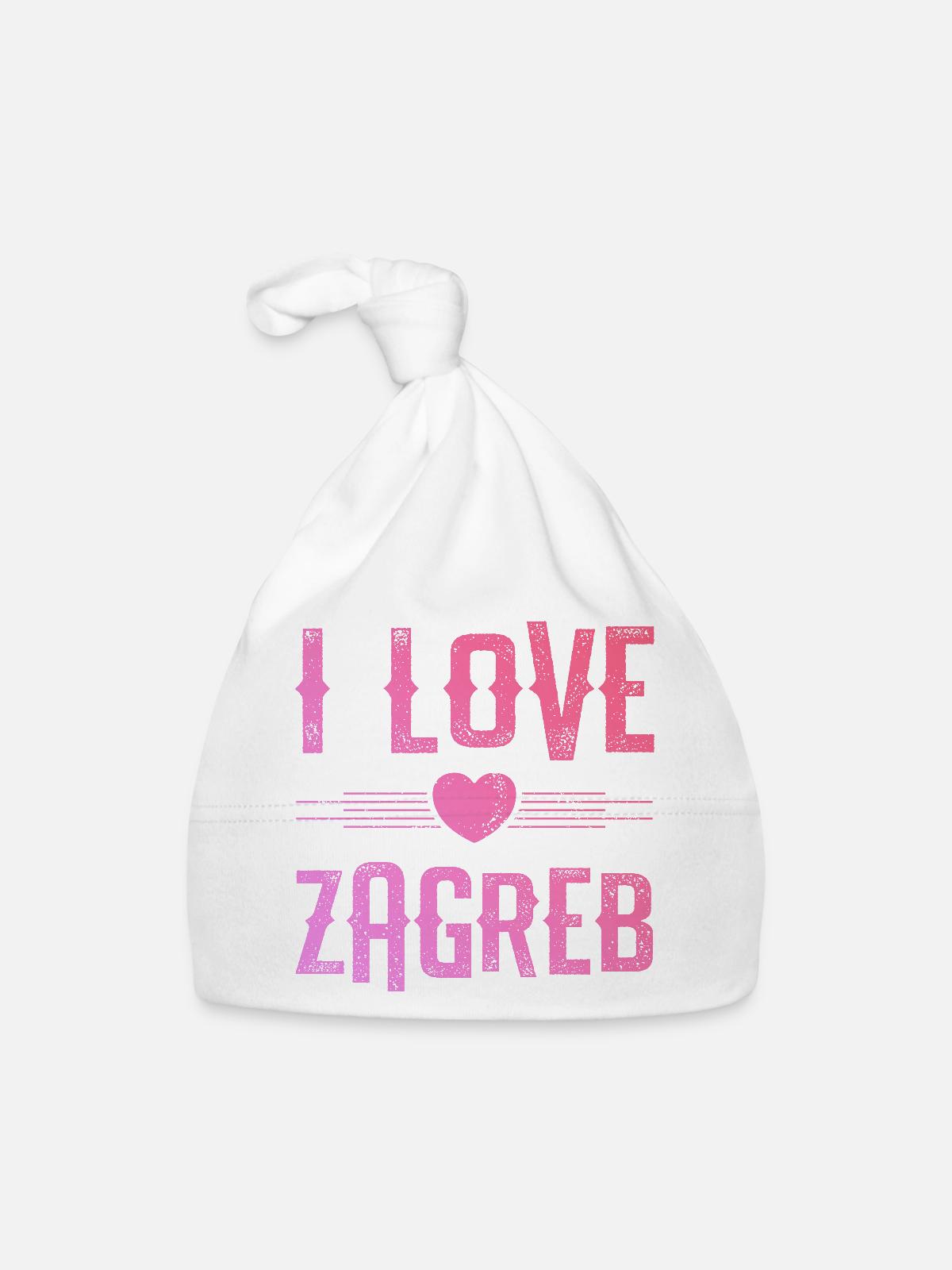 J’aime Zagreb - Bonnet bio Bébé - blanc - Devant