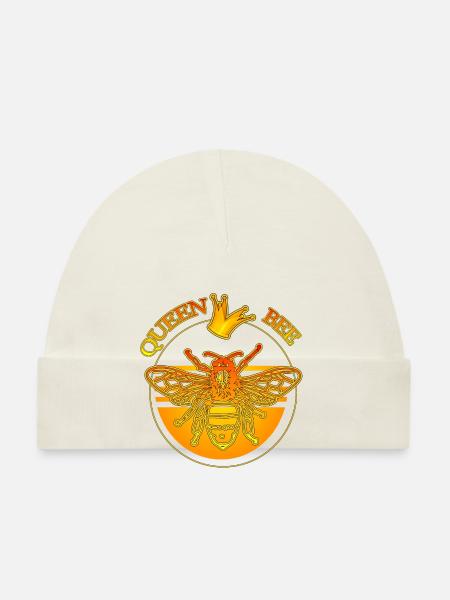 queen bee - queen bee & golden crown - Organic Baby Cap - white - Front