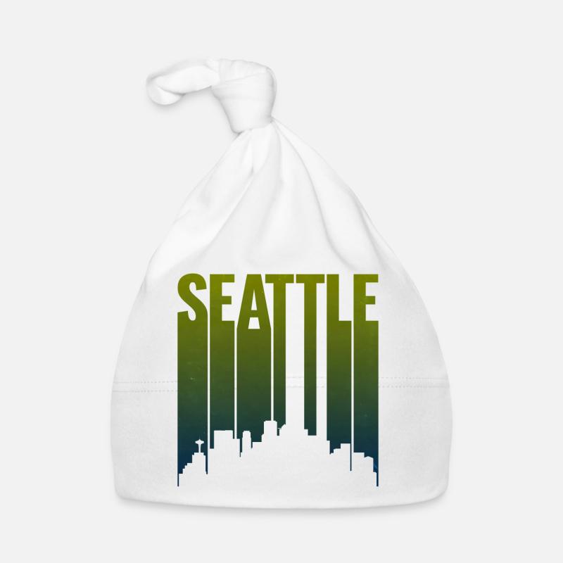 Dégradé vert de la silhouette de la ligne de Seattle Bonnet bio Bébé