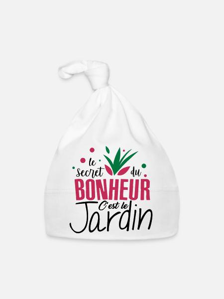 Le bonheur c'est le jardin ! amour du jardin - Bonnet bio Bébé - blanc - Devant