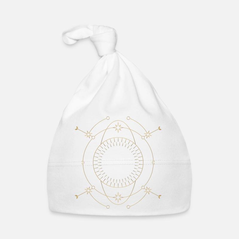 Conception de l’orbite du cercle d’étoile dorée - Bonnet bio Bébé - blanc