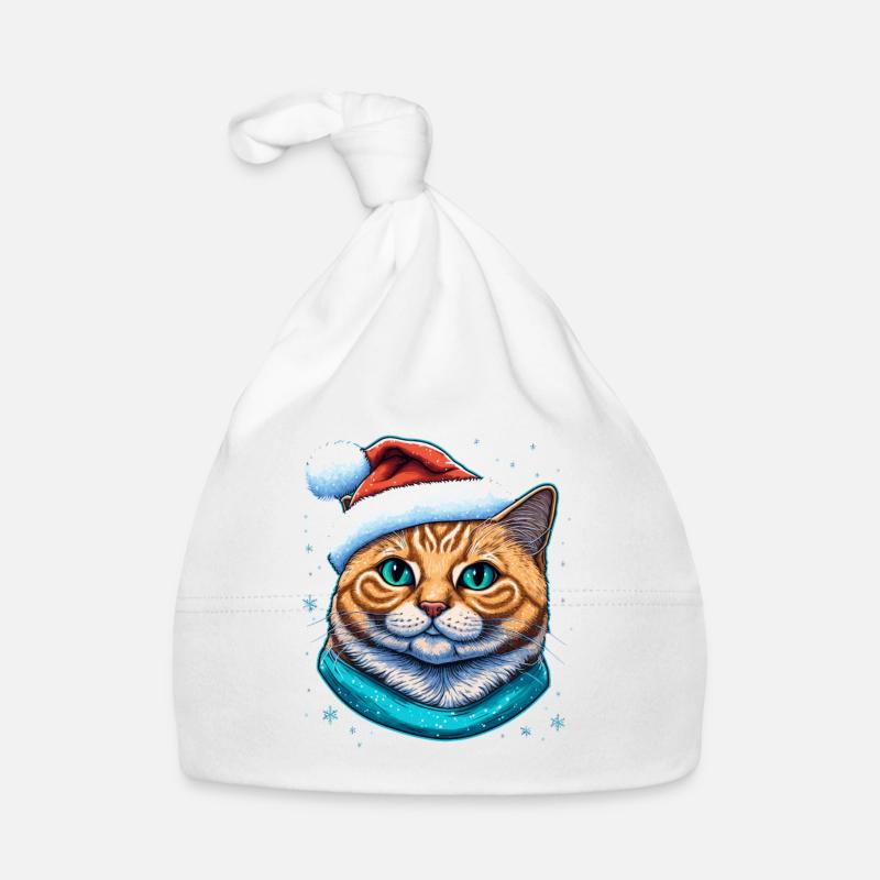 L’illustration numérique de chaton de Noël, un grand Avent - Bonnet bio Bébé - blanc