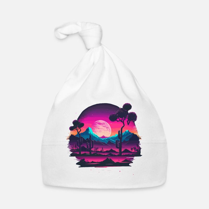 Vaporwave Artwork Organic Baby Cap