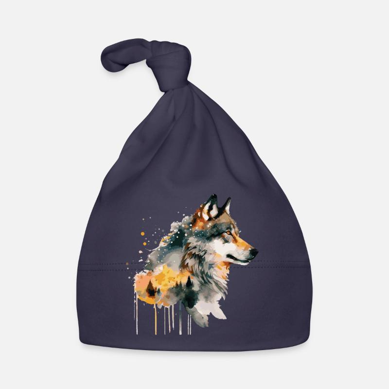 Wolf Aquarelle Art Head Wolf’s Head Nature Wilderness Bonnet bio Bébé