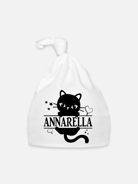 T-Shirt Annarella T-Shirt Katze Geschenkidee Katze Katze - Baby Bio-Mütze - Weiß - Vorne