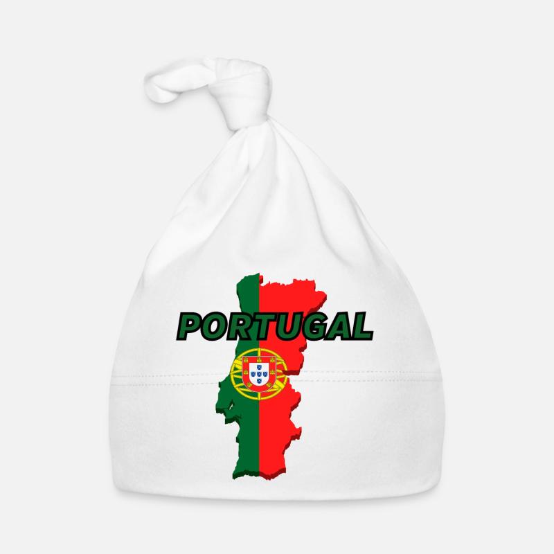 Carte drapeau du Portugal - Bonnet bio Bébé - blanc