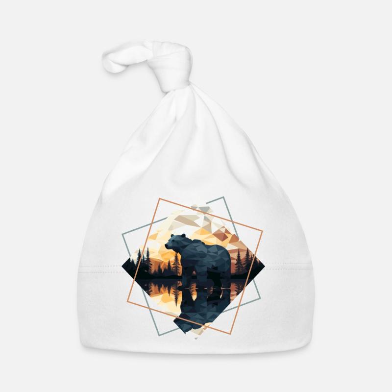 Ours abstrait dans les montagnes Bonnet bio Bébé