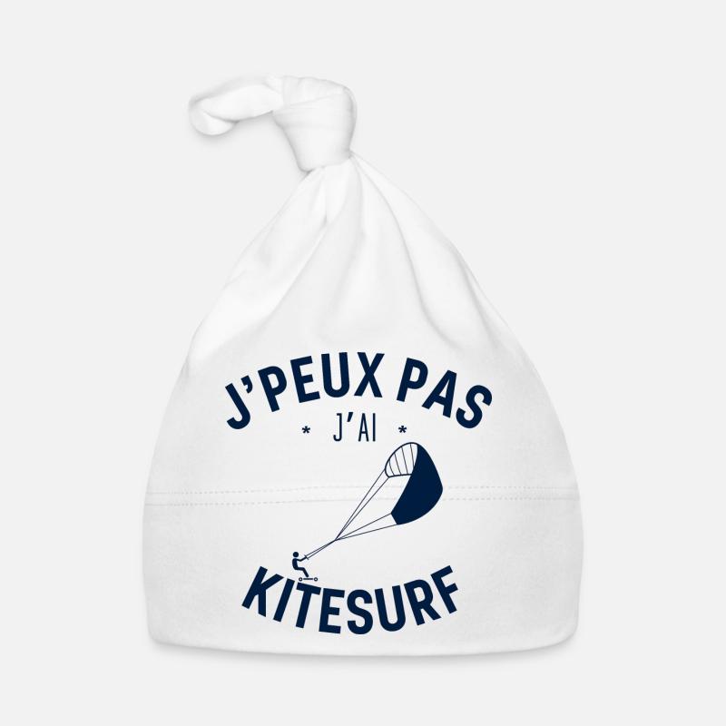 J Peux Pas J Ai KiteSurf - Bonnet bio Bébé - blanc