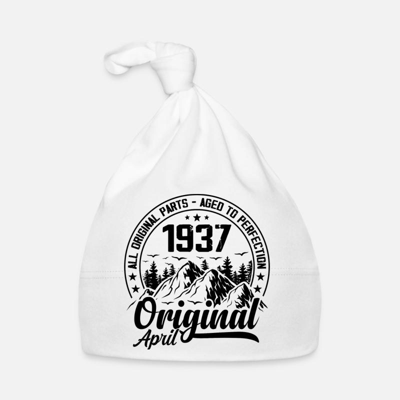 1937 April Original: 87 Years Anniversary Gift Organic Baby Cap